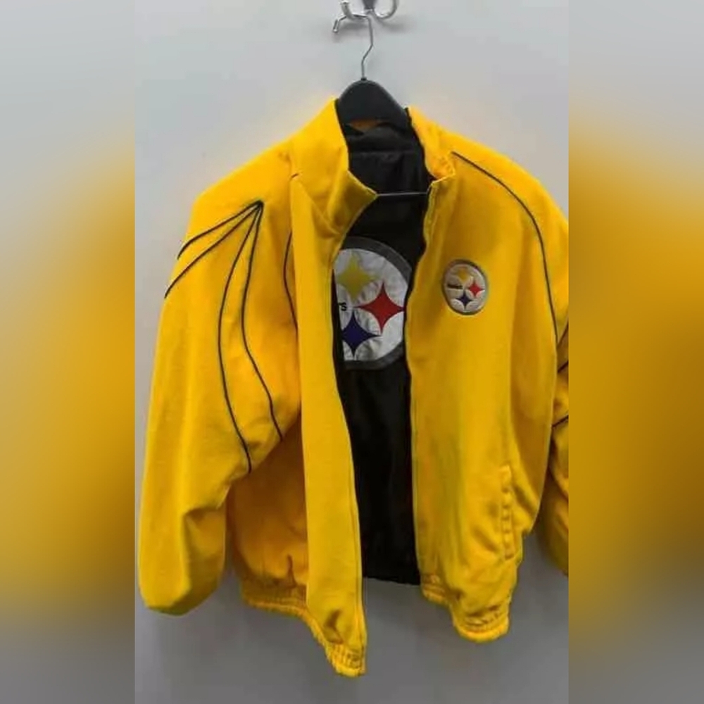 NFL Reversible Pittsburgh Steelers Yellow Black Reversible Jacket M XL W Large - Picture 3 of 7